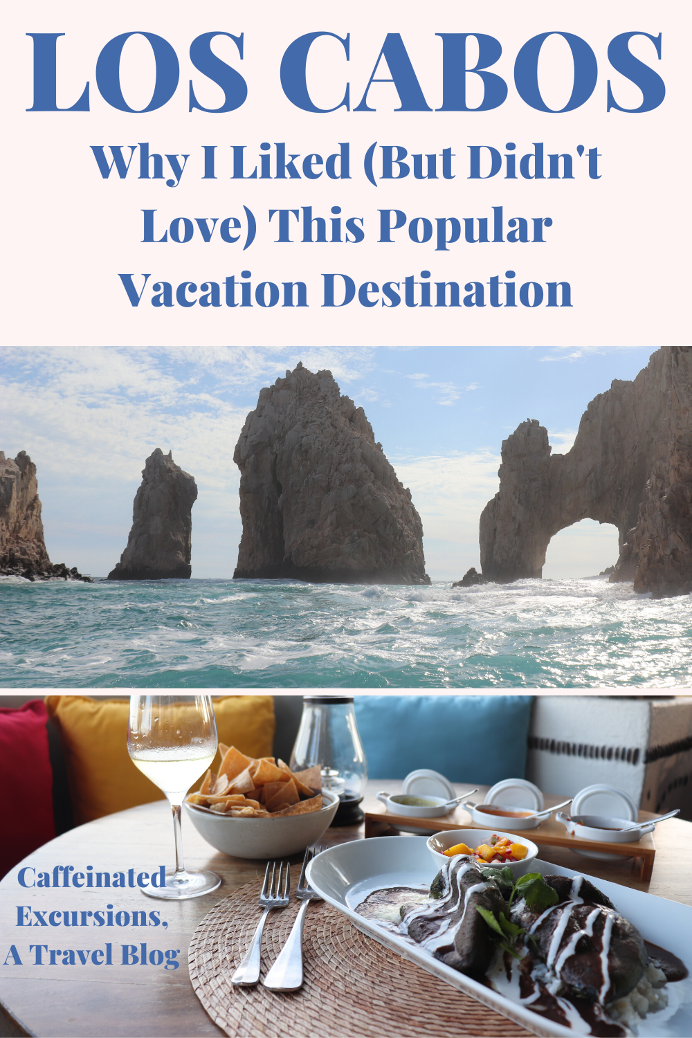 Los Cabos was a destination that I enjoyed visiting once, but don't have a strong desire to go back to anytime soon. Check out this post to learn more about why this popular resort destination didn't end up being my favorite in Mexico! #loscabos #cabosanlucas #sanjosedelcabo #bajacaliforniasur #bcs #mexicotravelguide #loscabostravelguide #bajacalifornia #mexicoresortdestinations #beachesinmexico #visitmexico #travelmexico #bajacaliforniatravel