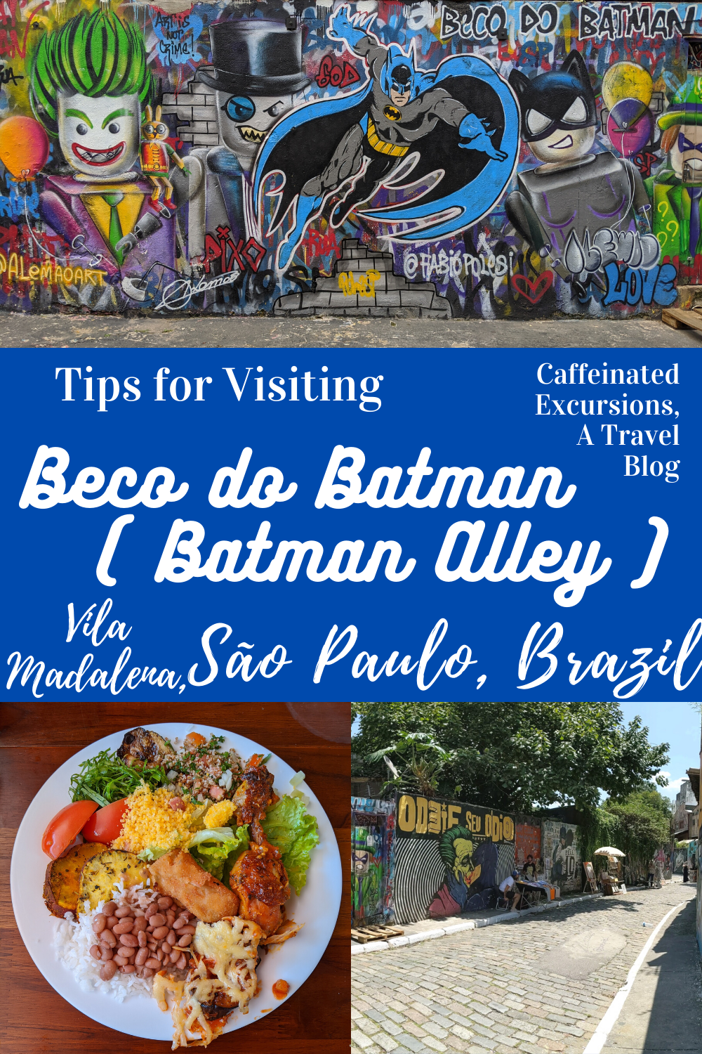 Beco do Batman (Batman Alley) is one of São Paulo's most popular tourist attractions. To see why and learn some tips for visiting, check out this blog post! #becodobatman #vilamadalena #batmanalley #vilamadalenasp #becodobatmansp #saopaulo #visitsaopaulo #sãopaulo #visitsãopaulo #saopaulobrazil #sãopaulobrasil #visitbrazil #travelbrazil #pinheiros #jardimdasbandeiras #saopaulotravelguide #thingstodoinbrazil #braziltravelguide #travelblog #travelblogpost #travelblogger #caffeinatedexcursions