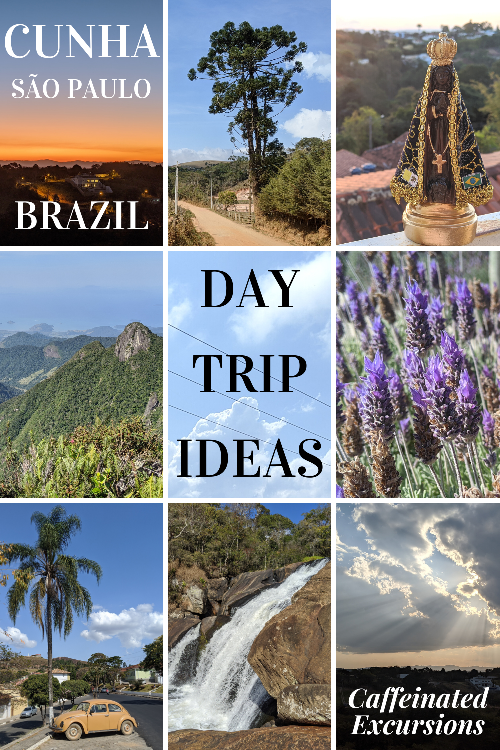 Check out this post to learn about five day trips you should take while visiting Cunha! #cunha #cunhasp #cunhasaopaulo #cunhabrasil #cunhabrazil #cunhasaopaulobrazil #cunhasaopaulobrasil #cidadedecunha #camposdecunha #olavandario #lavenderfarm #waterfalls #cachoeiras #aparecida #aparecidasaopaulo #aparecidabrasil #aparecidabrazil #pedradamacela #paraty #parquenacionaldaserradabocaina #travelblog #travelblogs #travelblogger #travelbloggers #travelbrazil #visitbrazil #caffeinatedexcursions